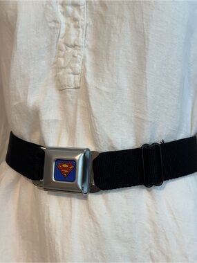 Buckle-Down Black Web Belt with Silver Seatbelt Buckle